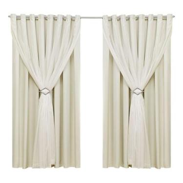 Imagem de Cortina sala blackout tecido e voil ilhós cromado 3,00X2,20 - Empório 