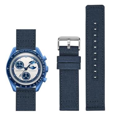 Imagem de Pulseiras de lona de liberação rápida para relógios Omega, pulseira de relógio de lona de nylon para relógios Breitling (20 mm, azul)