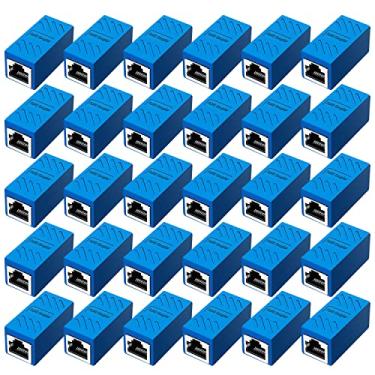 Imagem de ZUZONG Acoplador RJ45 de 30 peças, conector extensor Ethernet em linha acoplador para adaptador extensor de cabo Ethernet Cat8/Cat7/Cat6/Cat5e/Cat5 fêmea para fêmea (azul)