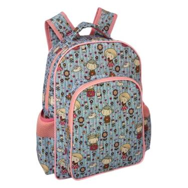 Imagem de Mochila Infantil com Estampa de Meninas, Azul e Rosa, MO3210