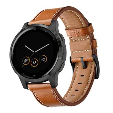 Imagem de Anrir Pulseiras femininas Garmin Vivoactive 4S, de couro geniue de 18 mm, para Garmin Venu 2S/Forerunner 255s/255s Music/Vivomove 3S de 39 mm, Fossil Gen 6/5E 42 mm/Gen 4 Q Venture HR - marrom