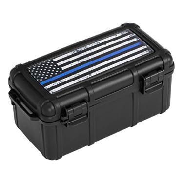 Imagem de Cigar Caddy Umidor de charuto de viagem à prova d'água para 15 charutos, série First Responders, linha azul