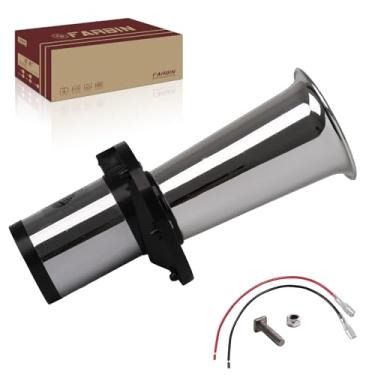 Imagem de FARBIN Chifre de carro clássico antigo OOGA 12v Ahooga Old School cromado chifre de ar estilo vintage divertido buzina OOOGAH som carro buzina (chifre de tom estranho prateado)