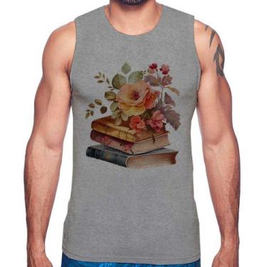 Imagem de Regata Livros e flores - Foca na Moda, Cinza, M