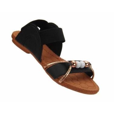 Imagem de Sandália com pérolas rasteirinha,super confortável com elastico e com 