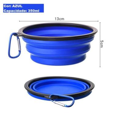 Imagem de Pote Tigela Comedouro Bebedouro Retrátil Pet Cães Gatos - Ninabag, Azu