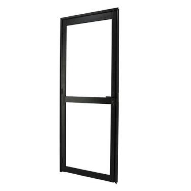 Imagem de Porta de Giro em Alumínio Preto 2 Vidros Lisos 210x80x4 cm Esquerda No