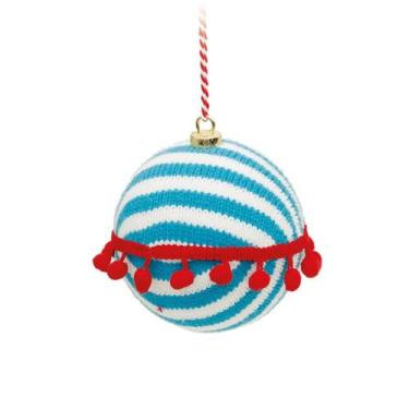 Imagem de Bola de Natal Azul Branca e Vermelha - Vintage - ø 8 cm - 6 unidades -