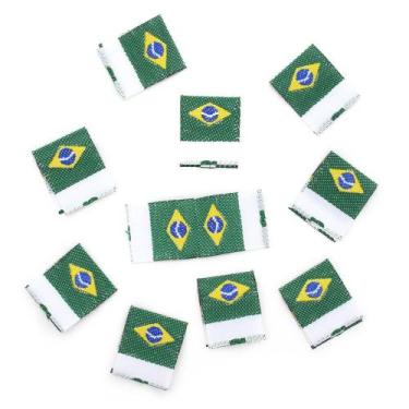 Imagem de Mini Etiqueta Bordada Bandeira do Brasil 2 X 1,6cm - 10 Unidades - Naj