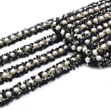 Imagem de Passamanaria com Pérolas PM015-023 Off White/Preto - 9 Metros - Arte P