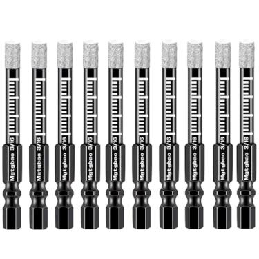 Imagem de Mgtgbao Conjunto de 10 Brocas de Diamante Secas de 3/16”, 10 Brocas de Núcleo com Haste Sextavada de 5 Mm Soldadas com Cera de Resfriamento para Porcelanato, Cerâmica, Concreto, Gr (3/16 Pol., Preto)