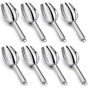 Imagem de LIANYU Conjunto de 8 Mini Colheres de Gelo, Colher de Aço Inoxidável de 3 Onças, Pequenas Colheres de Metal para Alimentos, Farinha de Açúcar, Colher Utilitária para Latas, Bar de (3 Onças, Prata)