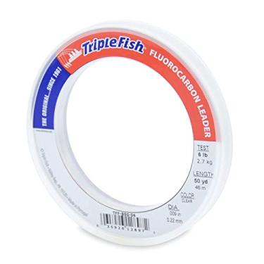 Imagem de Triple Fish Linha de pesca líder de fluorocarbono de teste de 2,7 kg, transparente, 0,22 mm/45 m