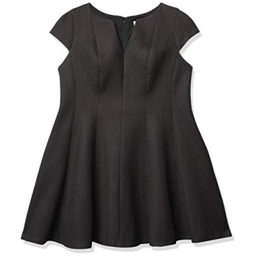 Imagem de Julia Jordan Blusa feminina plus size com decote em V, manga cavada e flare, Preto/Marfim, 58
