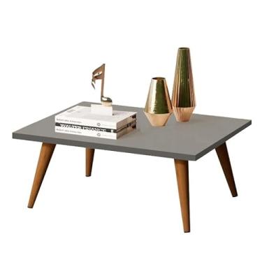 Imagem de Mesa De Centro Retangular Sala Mdf Pé Palito Decorativa - 65x35cm(Cinza)