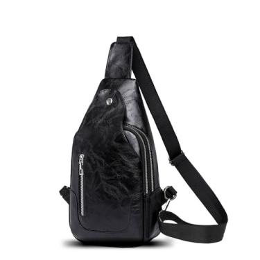 Imagem de Edith qi Bolsas transversais para mulheres, bolsa preta de couro vegano, bolsas com alça antifurto para compras em viagens, pochete para passaporte, Preto, 34X17X9 CM