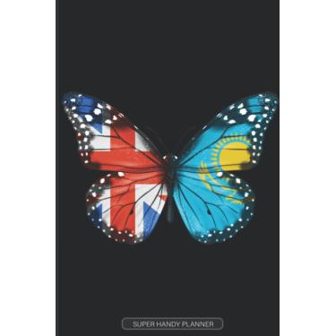 Imagem de Planner: Great Britain Kazakhstan Butterfly Combined Flag For British Kazakhstani