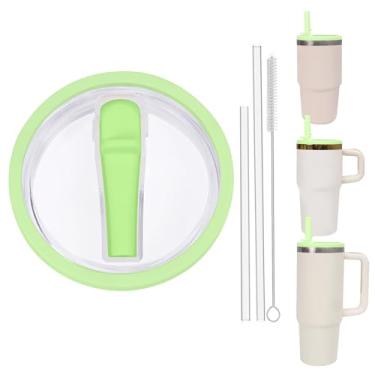 Imagem de Tampa de copo de substituição à prova de vazamento de 850 g e 590 ml com canudo - Apto para Stanley Adventure Quencher H2.0 850 g, 567 g com manipulador e copo de 590 ml sem alça (limão brilhante, 590