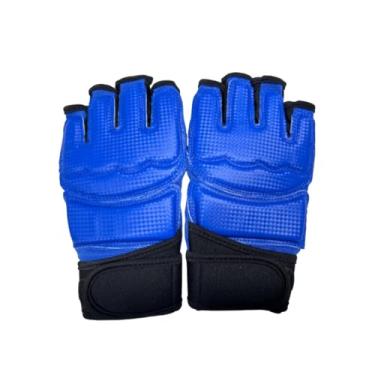 Imagem de kowaku Luvas de MMA Luvas de Kickboxing Sparring Confortáveis Resistente ao Desgaste Abertas Saco de Pancadas Luvas de Artes Marciais para Taekwondo, Azul Xl