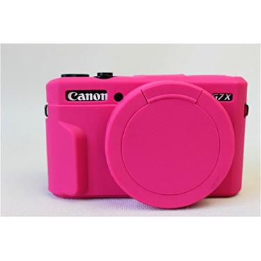 Imagem de BolinUS Capa de silicone macia de borracha leve ultrafina e ultra fina para Canon PowerShot G7 X Mark II, Rosered