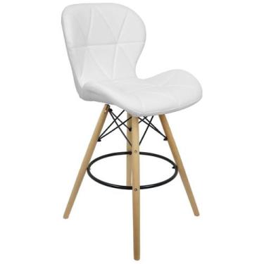 Imagem de Banqueta Slim Eiffel Wood Estofada - Lianto Decor, Branco
