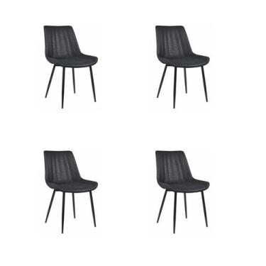 Imagem de Kit 4 Cadeiras Jantar Tânia Preta Tecido Rivatti