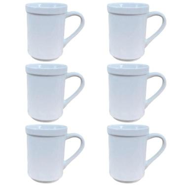 Imagem de Jogo 6 Canecas 250ml  - Porcelana Branca - Antilope Decor Porcelanas