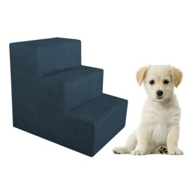 Imagem de Escada Pet para Cães e Gatos Suede Azul Marinho Dal Poz Estofados