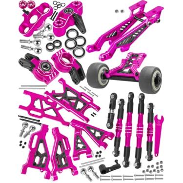 Imagem de RCarmubWow RC Upgrades Part for 1/8 Typhon 6S BLX,Alloy Front Rear Suspension Arms,Turnbuckles Links,Front Knuckles Steering Blocks &Rear Hub Stub Axle Carriers,Wing Mount &Wheelie Bar Set,Pink