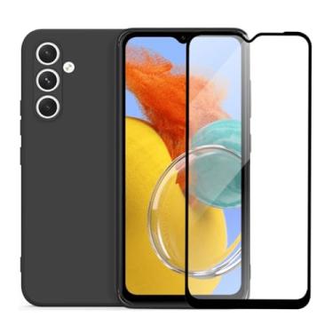Imagem de Capa Aveludada Premium e Película de Vidro 3D Compatível Samsung Galaxy M14 5G Preto