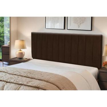 Imagem de Cabeceira Estofados Casal King Quarto 1,95cm Lilian Suede Marrom Madel