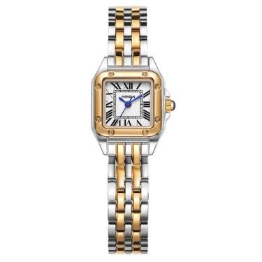 Imagem de Relógio Feminino FANMIS Vintage Quadrado Dourado - Luxo e à Prova D'Ág