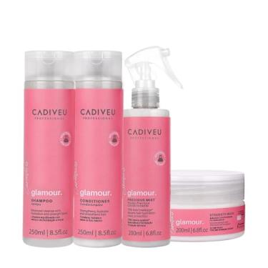 Imagem de Kit Cadiveu Profissional Essentials Glamour Shampoo Condicionador Máscara e Fluído (4 produtos)