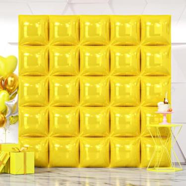 Imagem de NISOCY 25 peças de balões amarelos quadrados amarelos para parede, conjunto de arco de túnel de balões amarelos dupla face para chá de bebê, aniversário, casamento, girassol, abelha, tema decoração de