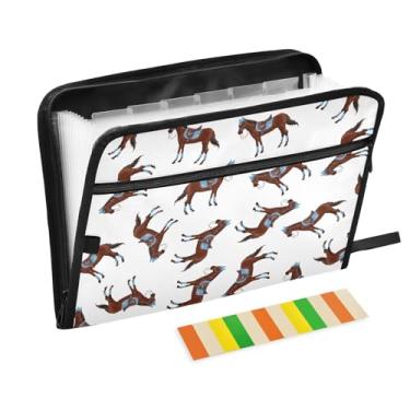 Imagem de Pastas de arquivo Bay Horses, pastas de plástico com 13 bolsos, pasta expansível para documentos, escola, estudantes, escritório, pasta de estética com etiquetas tamanho A4 carta