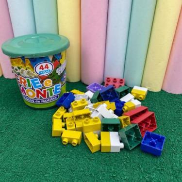 Imagem de Pote com Blocos de Montar 44 peças Blocos de encaixar brinquedo infant