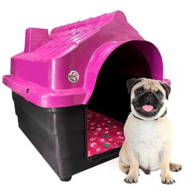 Imagem de Casinha Casa Plástica Cachorro Gato Porte Pequeno Mecpet (Rosa, Nº 03)