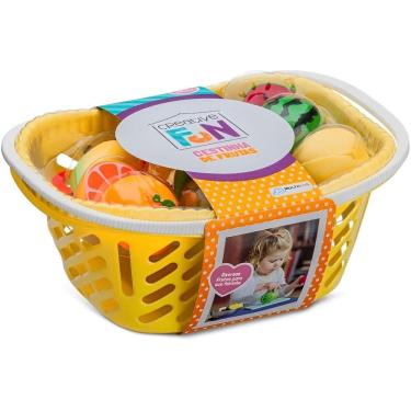 Imagem de Kit Cesta Infantil Frutinhas De Cortar Brinquedo Creative Fun Com 15 Peças - Multikids