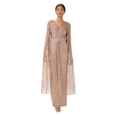 Imagem de Adrianna Papell Vestido longo feminino com contas, Ouro rosa, 38