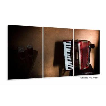 Imagem de Quadro Sanfona Acordeon E Cerveja Vintage Decorativo 3 peças 120x60 - 