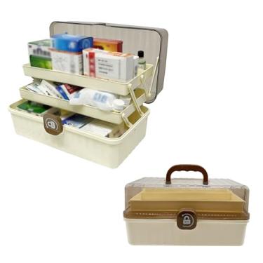 Imagem de ZLY Caixa de primeiros socorros, caixa de primeiros socorros vazia, organizador de armazenamento de acessórios de 30 cm com alça, caixas de artesanato para armazenar acessórios de primeiros socorros