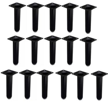 Imagem de Kit 16 Pé Para Móveis Regulável Redondo Preto 10cm em Metal - RENNA