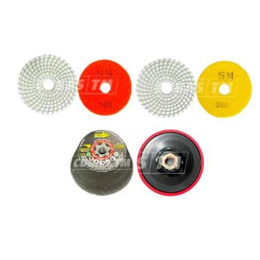Imagem de Kit Para Acabamento Em Porcelanato 2 lixas + 1 rebolo + 1 suporte com 