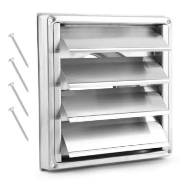Imagem de Tampa de ventilação para secadora de metal de 10 cm, suporte de parede de aço inoxidável com design com persianas, ventilação externa com parafusos e junta