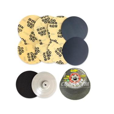 Imagem de Kit Acabamento de Mármore Porcelanato 6 lixas + 1 Prato Suporte + 1 Re