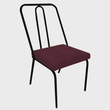 Imagem de Cadeira de Jantar Drika Office Escritório Recepção Ferro Preto Suede Bordô - Ahz Móveis