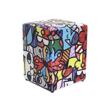 Imagem de Puff Quadrado 35x35x45cm Decorativo Estampado Bf Colchões