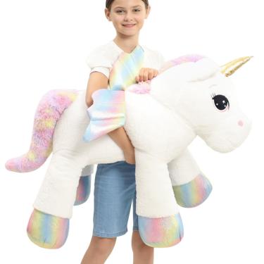 Imagem de Almofada de bichos de pelúcia FFXiong Giant Unicorn 110 cm com asas