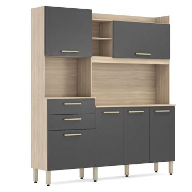 Imagem de Cozinha Compacta Select 6 Portas 2 Gavetas Avena Touch Grafito 96211 Demóbile