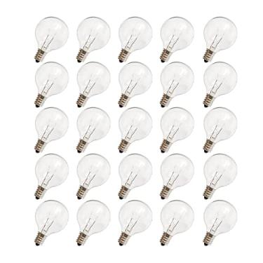 Imagem de CHYParty Lâmpadas de substituição G40, lâmpada globo transparente de 120 V 5 W, base de candelabro E12 C7, lâmpadas incandescentes de vidro de 1,5 polegadas para cordão de luzes de pátio interno e